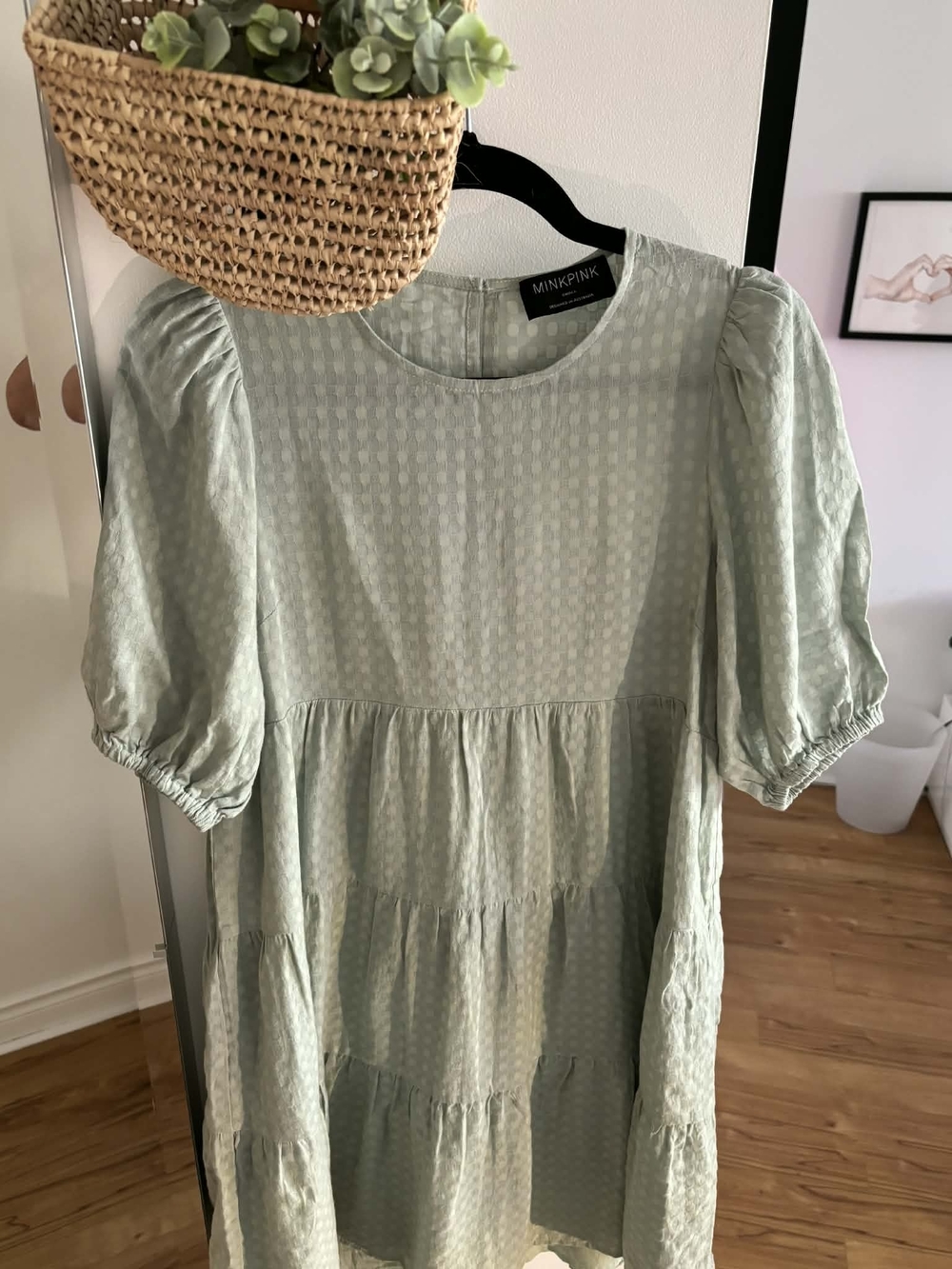 Minkpink Sage Puff-Sleeve Tiered Dress Top